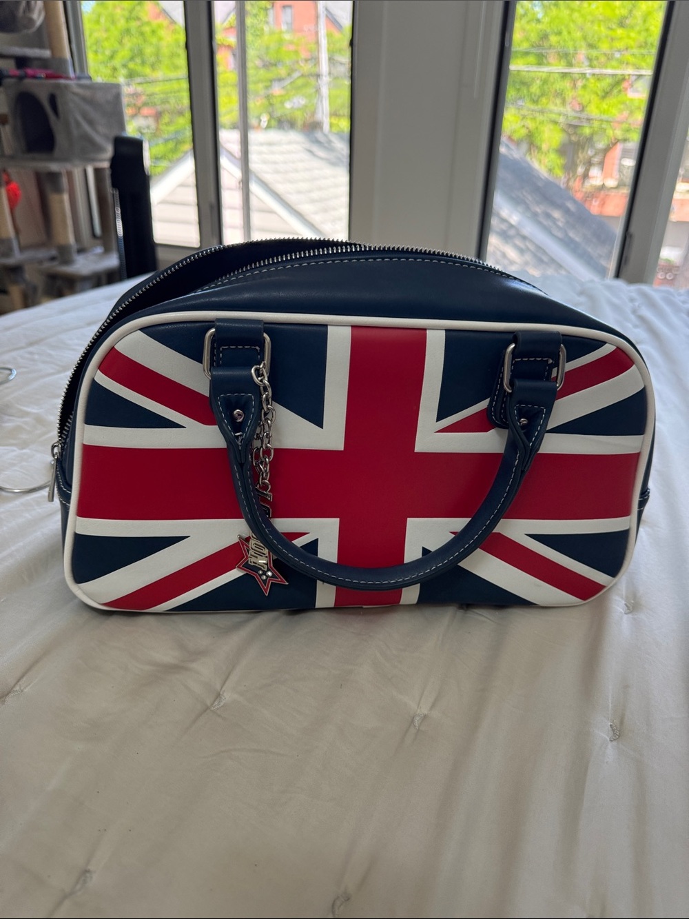 Bershka Blue Red White Union Jack Top-Handle Shoulder Bag